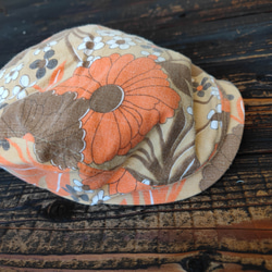 大小花の絵(茶)ハンチング(big small flower painting(brown) hunting cap) 1枚目の画像