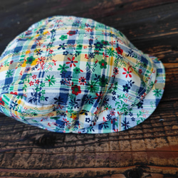 チェック×花柄ハンチング(Plaid×flower pattern hunting cap) 1枚目の画像