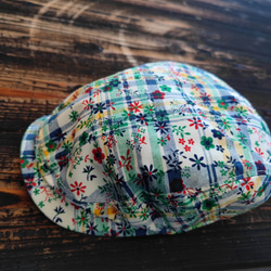 チェック×花柄ハンチング(Plaid×flower pattern hunting cap) 2枚目の画像