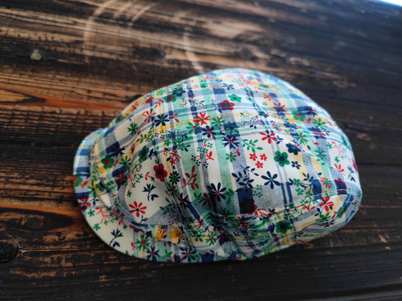 チェック×花柄ハンチング(Plaid×flower pattern hunting cap) 2枚目の画像