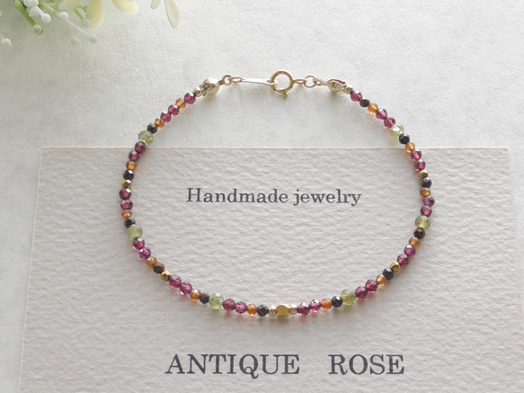 再販×13❯ 天然石☆ ガーネット ブレスレット ブレスレット  