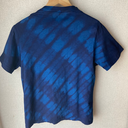 天然藍染　オフネックTシャツ半袖  女性用　F 2枚目の画像