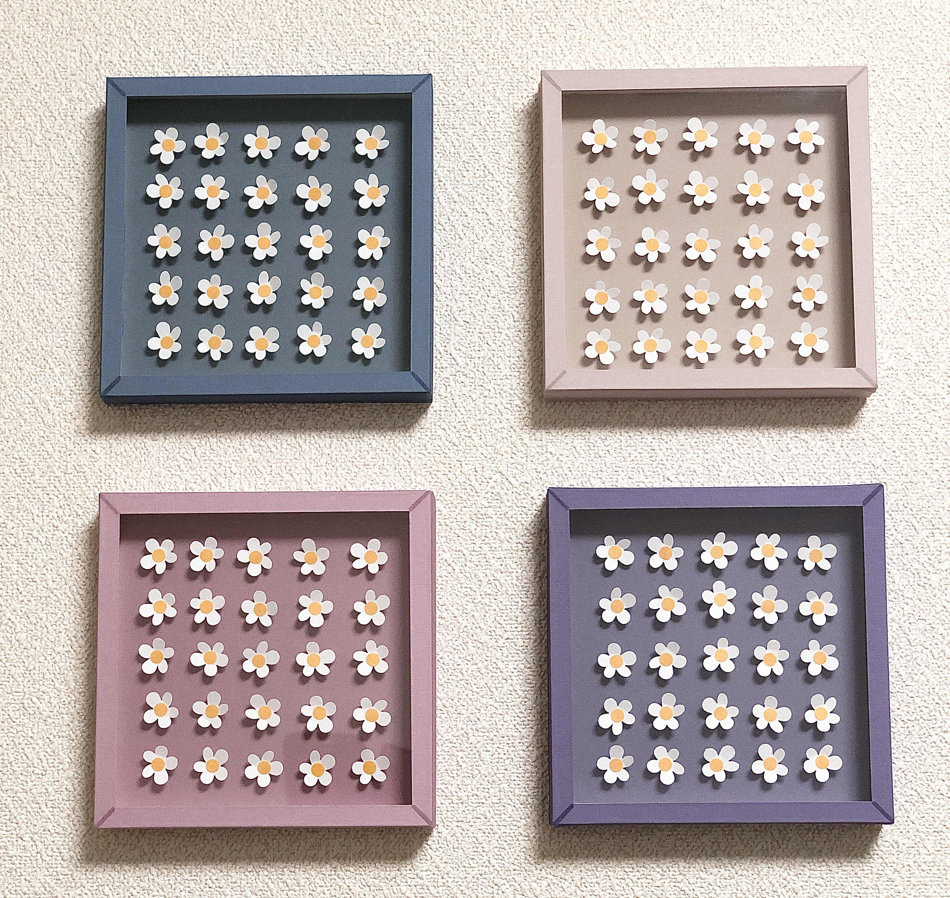 【送料無料】北欧風 インテリアフレーム ウォールアート フラワー 4色セット