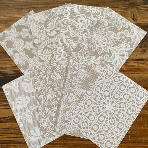 CP14】コラージュ素材 レース風 総柄 紙モノ おすそ分け デザイン