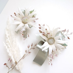 フランネルフラワーの花飾りset【コサージュ・髪飾り】ボックス付き 7枚目の画像