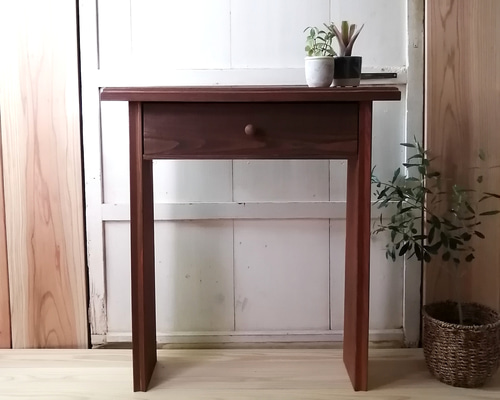 無垢板ディスプレイ アンティークトールテーブル (花台・飾り棚