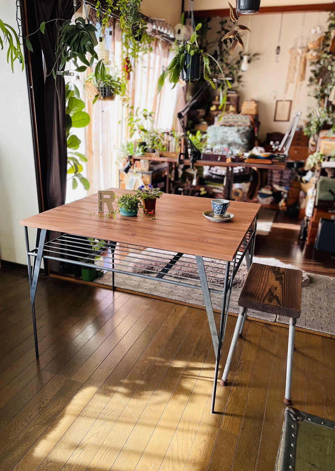 ダイニングテーブル　アイアン家具　ハンドメイド　オーダーメイド　男前家具