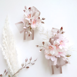 桜満開の花飾りset【コサージュ・髪飾り】シルキーピンク・ボックス入り 8枚目の画像