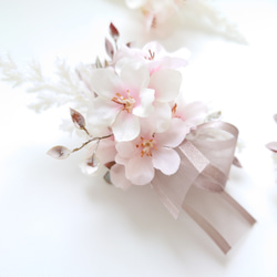 桜満開の花飾りset【コサージュ・髪飾り】シルキーピンク・ボックス入り 5枚目の画像