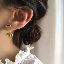 Gold ball metal earrings     ゴールドボールのメタル樹脂イヤリング樹脂ピアスフープイヤリング 18枚目の画像