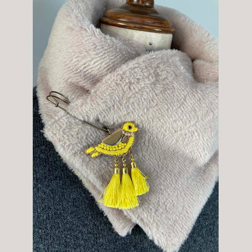 ミニマフラー ヴィンテージカンタにインド刺繍リボンx起毛生地