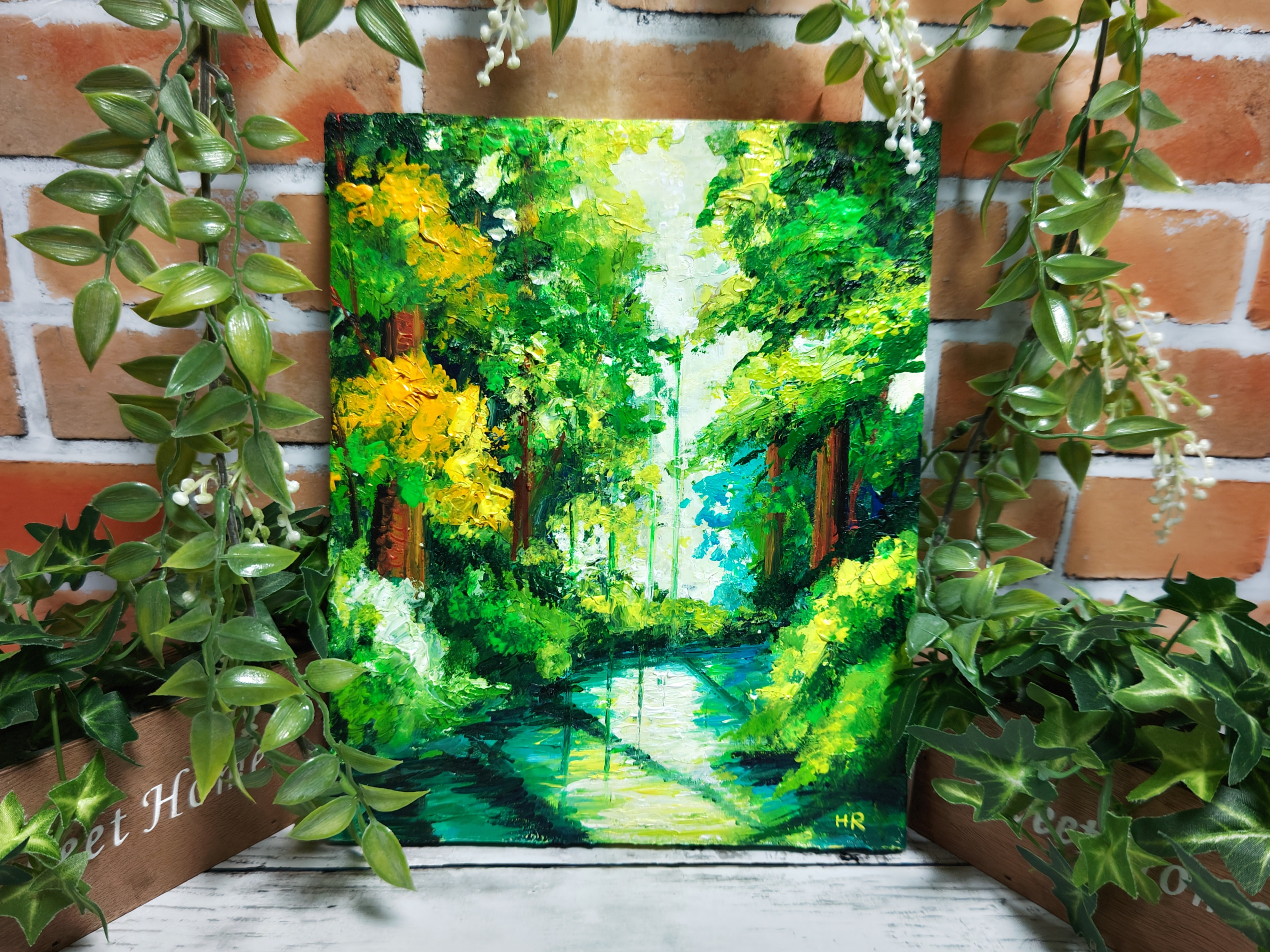 【緑の湖】 絵画 油絵
