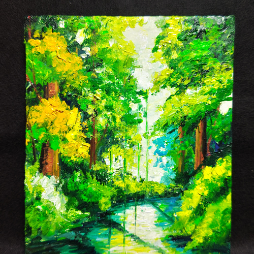 油絵 絵画 【森の湖】【Ａ3】 油絵 絵画 【森の湖】【A3】