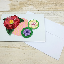 冬のお花のクイリングメッセージカード《椿×葉牡丹》 6枚目の画像