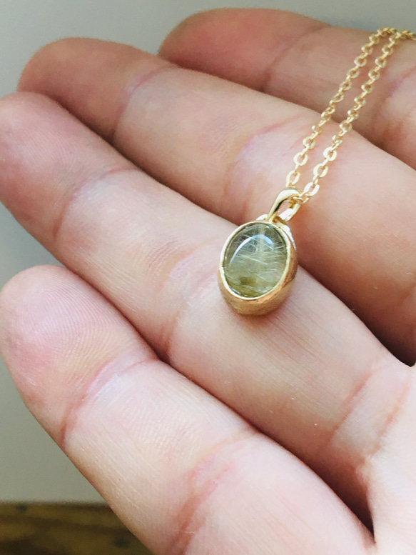 真鍮ネックレス「rutile quartz」 2枚目の画像