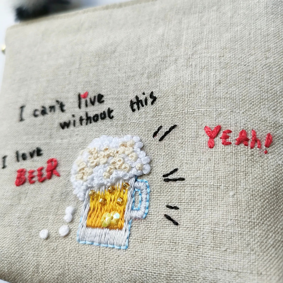 ビール刺繍ポーチ　ハローサーカス 3枚目の画像