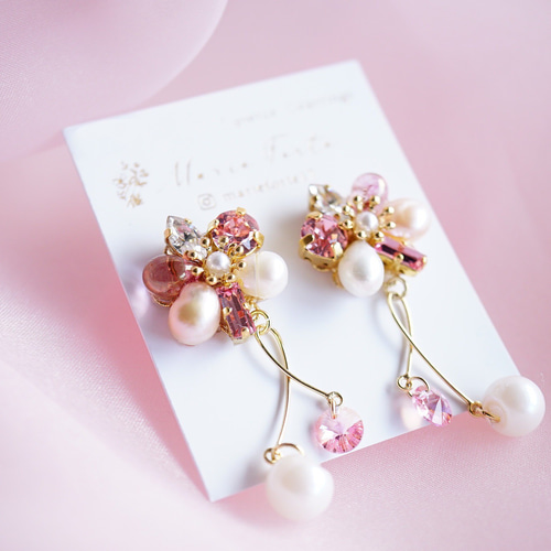 Floraison- Pink サージカルステンレスピアス・イヤリング ピアス