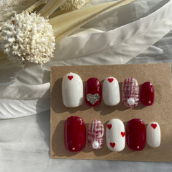 ネイルチップ ジェルネイル ハートネイル バレンタインネイル