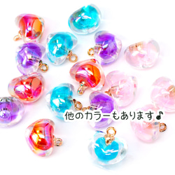 チャーム ハート型 クリア パステル 4個（ブルー） アクセサリー キッズ 子供 ハンドメイド 手芸材料 pt-1994 4枚目の画像