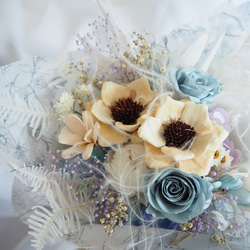 【専用】プリザーブドフラワー　ドライフラワー　花束　ミニブーケ ミストブルーのミニブーケ プリザーブドフラワー 花束 bouquet