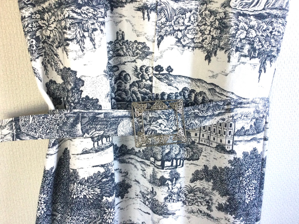 Toile de jouy バックルベルト付き　シャツ風ワンピース【Versailles】 2枚目の画像