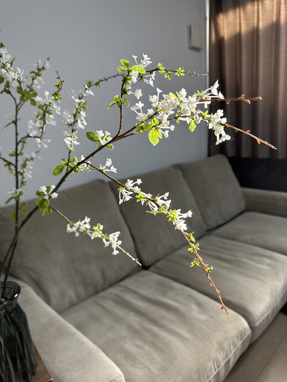 [送料込み] ユキヤナギ  枝 3本　フェイクグリーン　人工観葉植物　造花 2枚目の画像