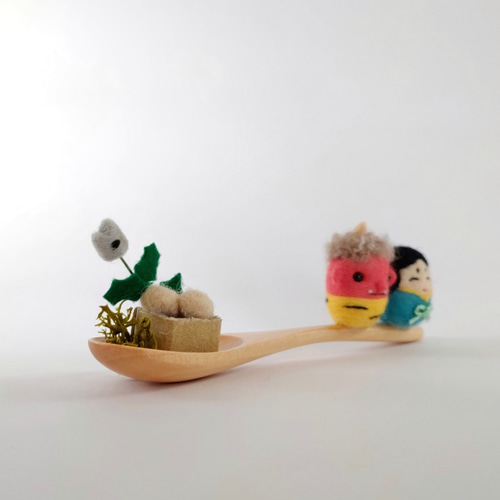 節分 おにさんとお多福さん (スプーンシリーズ＊大)☆羊毛フェルト