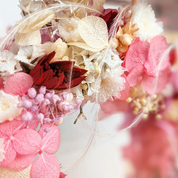 【受注製作商品】幸せ色を贈るフレームリースアレンジ 4枚目の画像