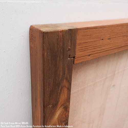 オールドチーク無垢材 姿見鏡180cm×55cm ナチュラル 全身ミラー 姿見