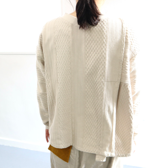 asymmetric overlap aran cut-sew 5枚目の画像