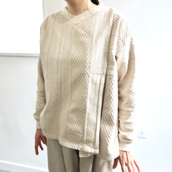 asymmetric overlap aran cut-sew 6枚目の画像