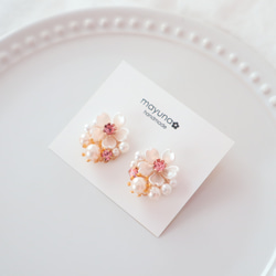 パール桜のキラキライヤリング/ピアス　ピンク 2枚目の画像