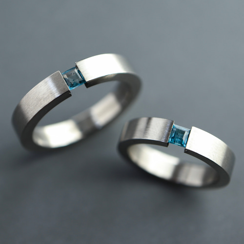 さくらインカット✦ロンドンブルートパーズ✦フリーリング✦S925 限定品】K18 square ring ロンドンブルートパーズ - J_Products