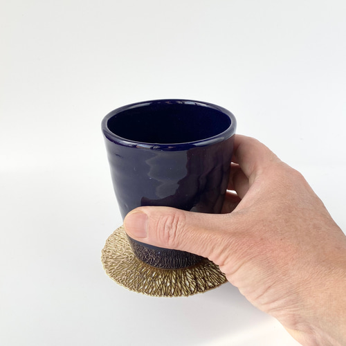 瑠璃色のフリーカップ 焼酎にも【手仕事 民藝 和 陶器】 湯呑み 酒津焼