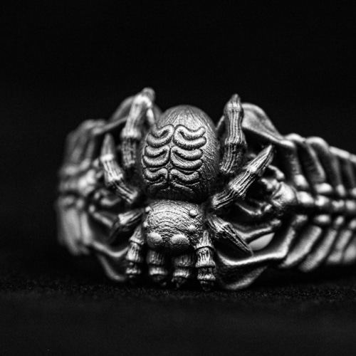 925 スターリングシルバー スパイダー リング、ムカデの指輪、背骨  