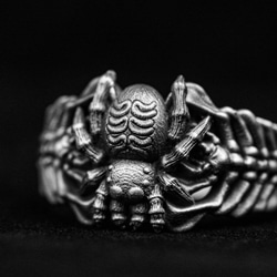 925 スターリングシルバー スパイダー リング、ムカデの指輪、背骨リング、爬虫類リング、シンプルなスタイルのリング 5枚目の画像
