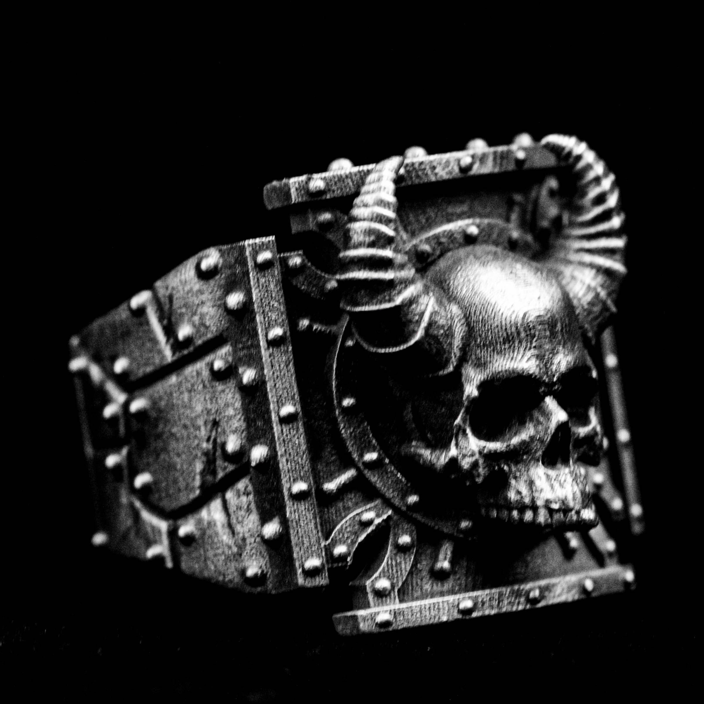 スカル925スターリングシルバーリング、陸軍紋章クロスシルバーリング、雄牛の悪魔のリング、男性の指輪