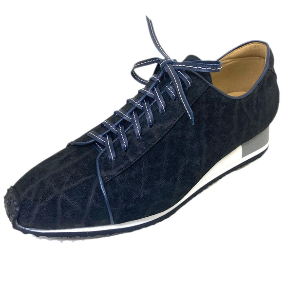エレファント本革 メンズ タウンスニーカー 紳士靴 受注生産 携帯用靴ベラ付属 1枚目の画像