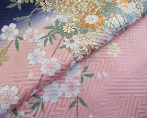 レトロ希ヴィンテージ＊丹後ちりめん糸巻き見本 帯揚げ 正絹 丹後ちりめん 手絞り 薄オレンジ 桜 日本製 レター