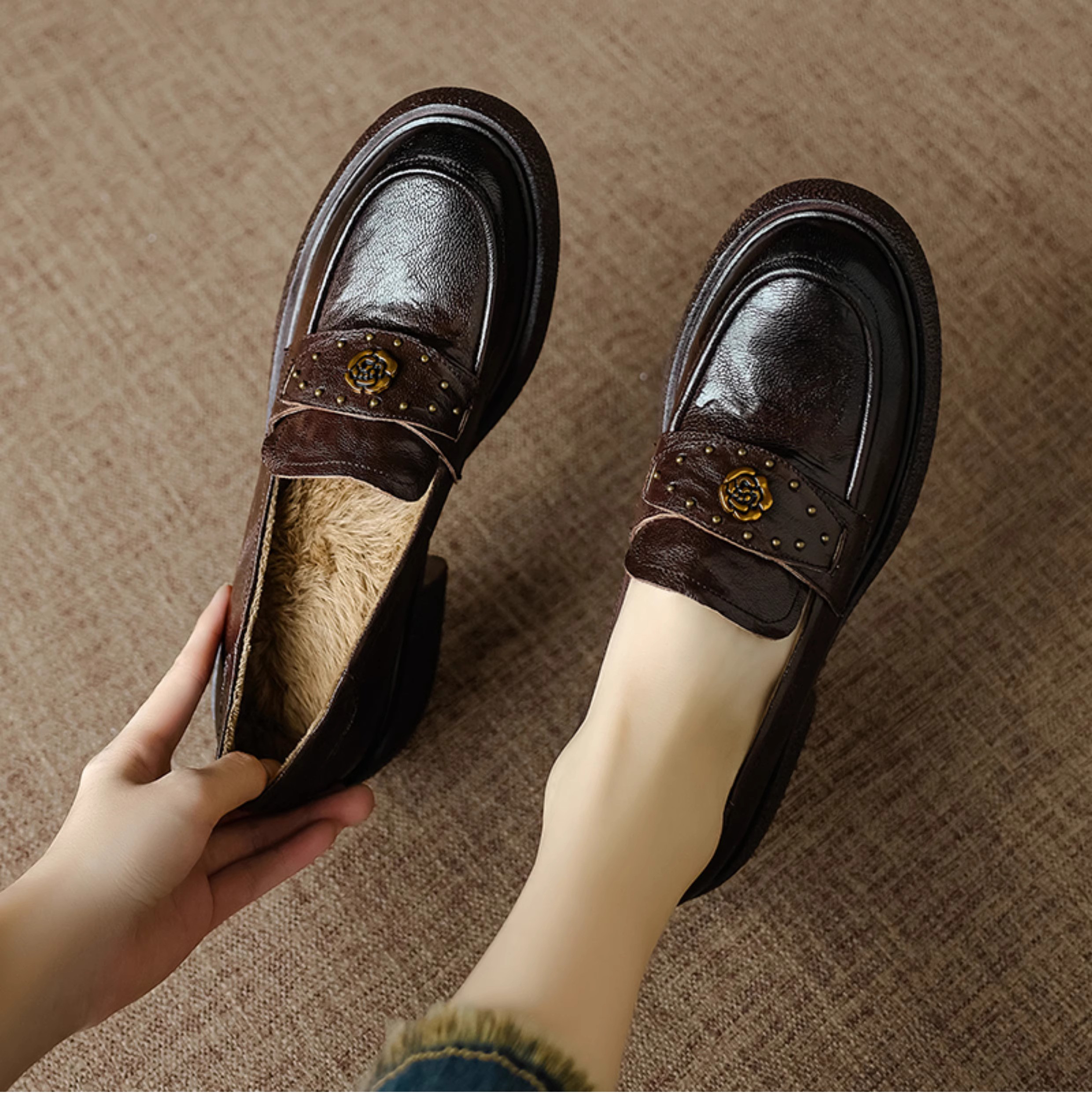 革靴 レディース ローヒール レディース ローファー レザー スリッポン シューズ 本革 レザー 靴 新春福袋 2024