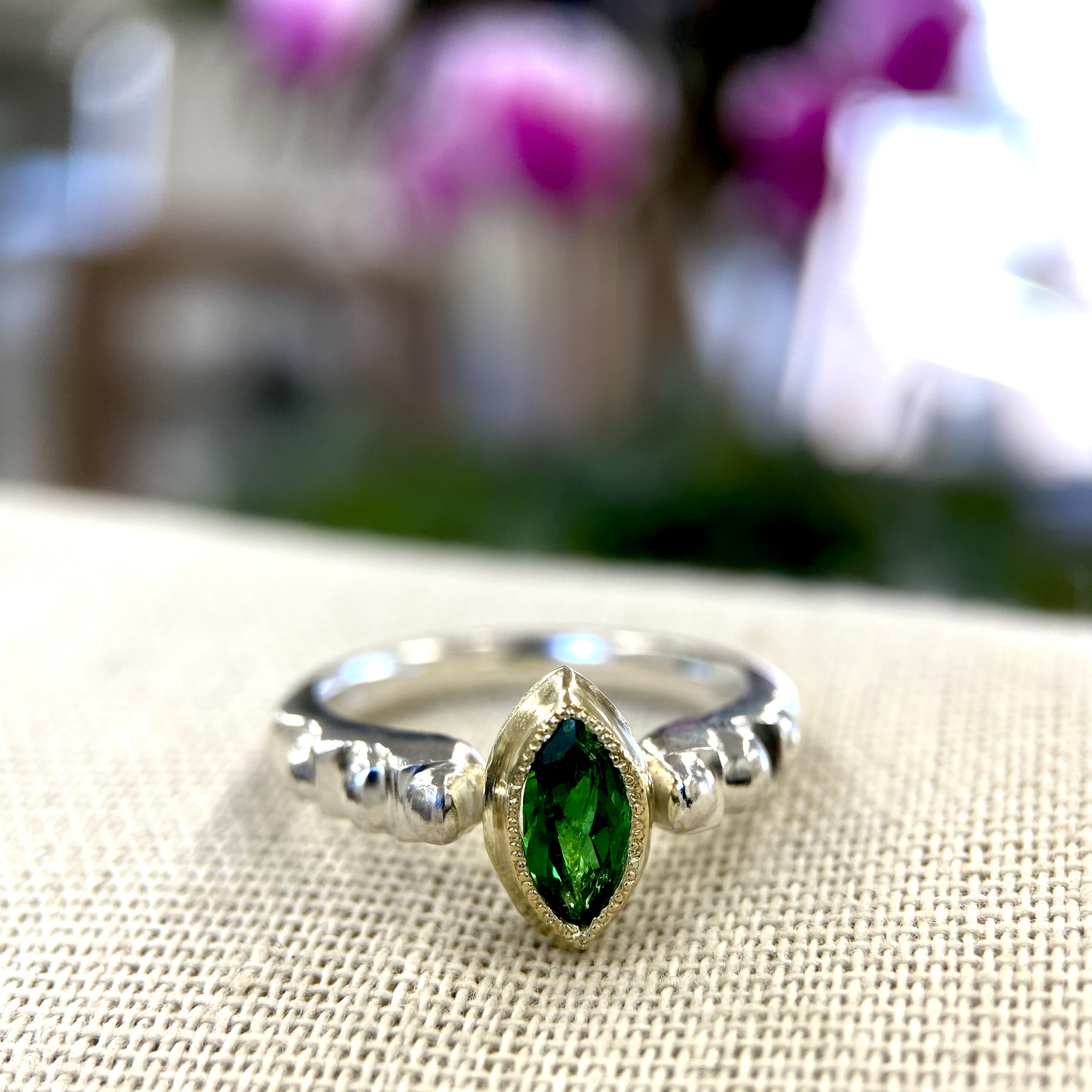 ツァボライトガーネット(K14&silver)コンビリング送料無料