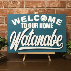全国の【Watanabe】様へ♡おうちへようこそ♪ウェルカムボード お名前 表札 看板 木製サインボード 4枚目の画像
