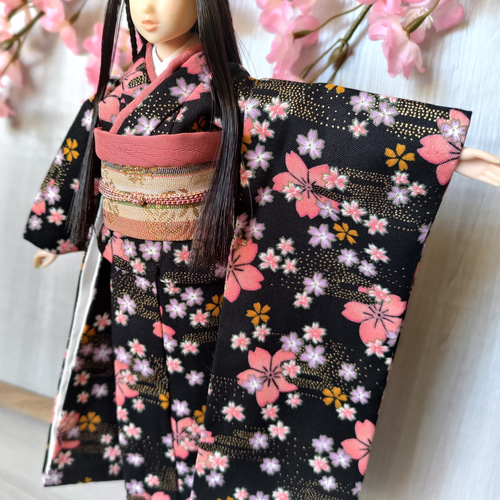 霊妙桜【27cmドール振袖着物】 おもちゃ・人形 手縫いドール着物