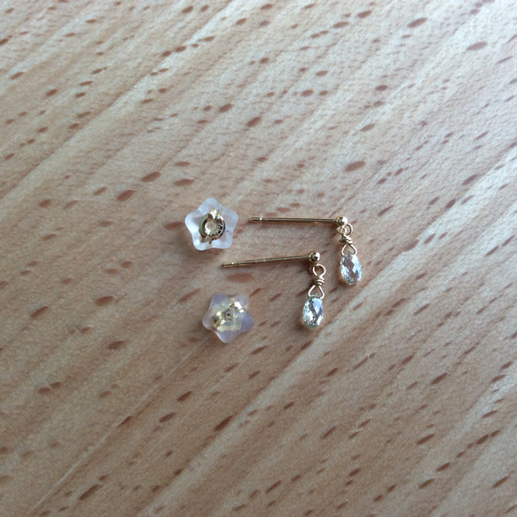 ブリオレットダイヤのヌーディなピアス 0.３ct up　K18 4枚目の画像