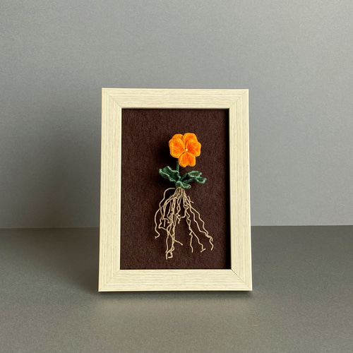 （ 美品 ）「  パンジー  」【  刺繍額 】刺繍画 美品 ）「 パンジー 」【 刺繍額 】刺繍画 パンジーの丸額 | 花