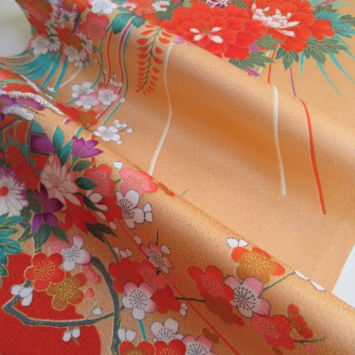 正絹　反物　8点まとめ売り　京友禅　　オレンジ　茶　花 正絹 反物 8点まとめ売り 京友禅 オレンジ 茶 花 - メルカリ