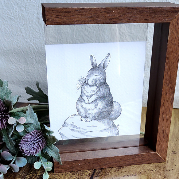 鉛筆画】ビスカッチャ／ミニ原画 9cm×9cm＊一点物＊個性的な動物