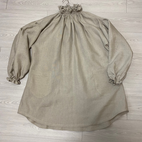 ぽわん袖おしゃれ可愛いスモックタイプ♡リネン割烹着 エプロン coco