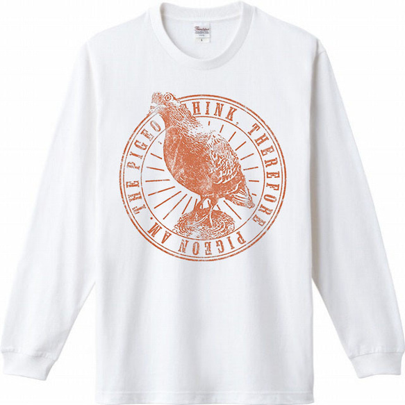 ヴィンテージ風　アニマルロゴ　ロングTシャツ「はとT」　 1枚目の画像