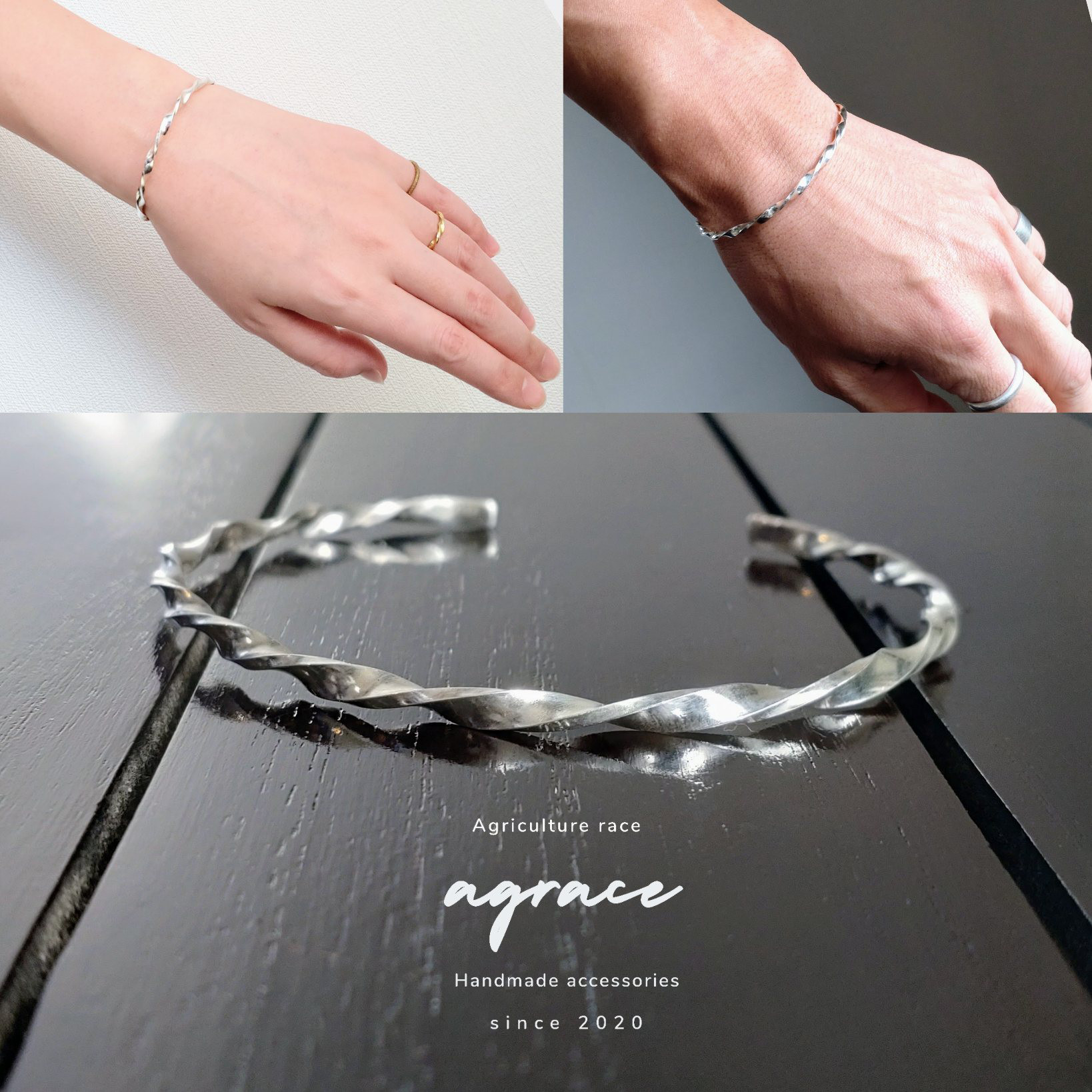 【3mm幅】 〜風〜 ツイストシルバーバングル Twistsilverbangle silver950